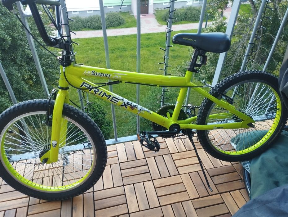 Rower BMX jaskrawo zielony pegi koła 20 cali