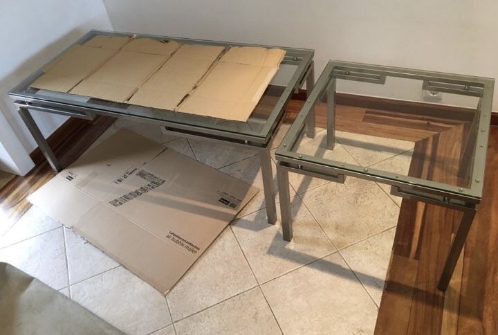Mesinha mesa apoio (conjunto mesinhas inox e vidro)
