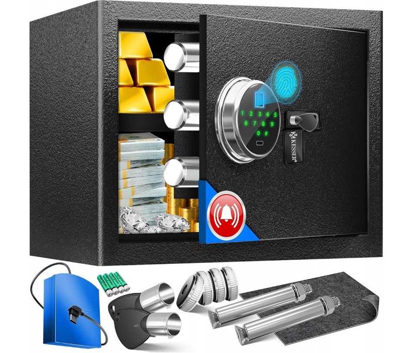 Sejf elektroniczny na odcisk palca, pin lub klucz KESSER