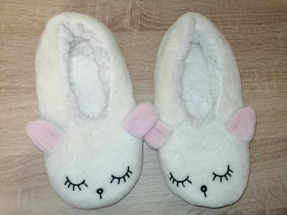Kapcie króliczek/miś, białe, ok. 24 cm