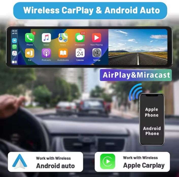 ПОТУЖНЕ Дзеркало-відеореєстратор Carplay. Гарантія!