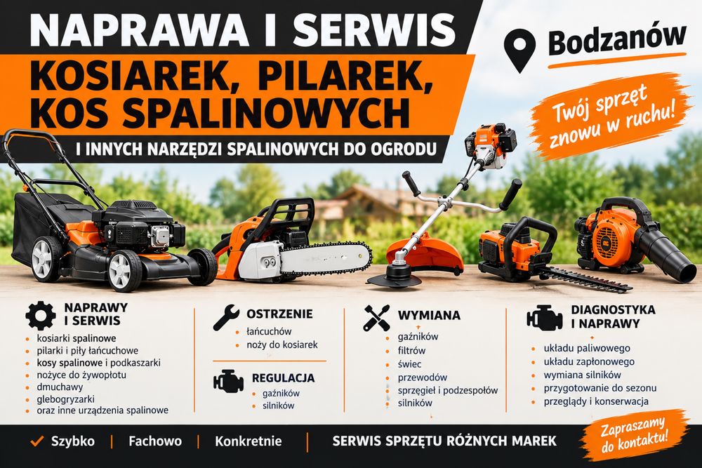 Naprawa i Serwis Kosiarek , Pilarek , Kos spalinowych  – Wieliczka / Gdow / Niepołomice