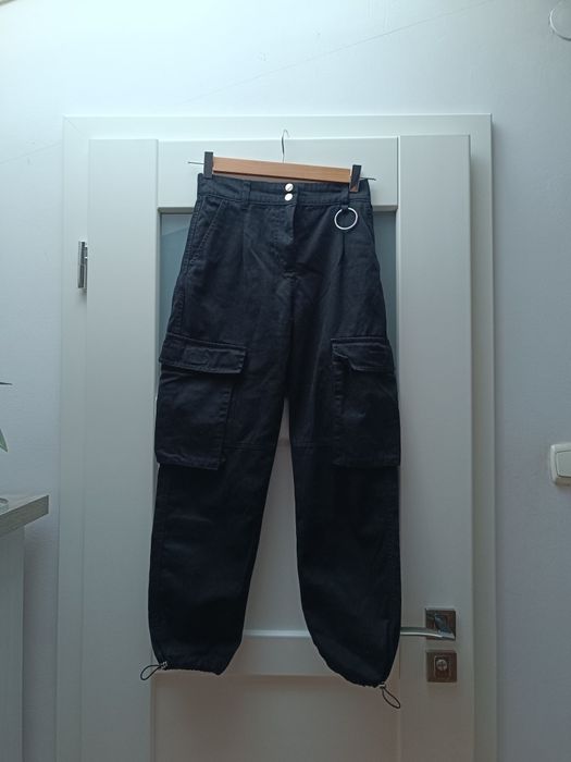 Damskie czarne bojówki, Bershka, 34