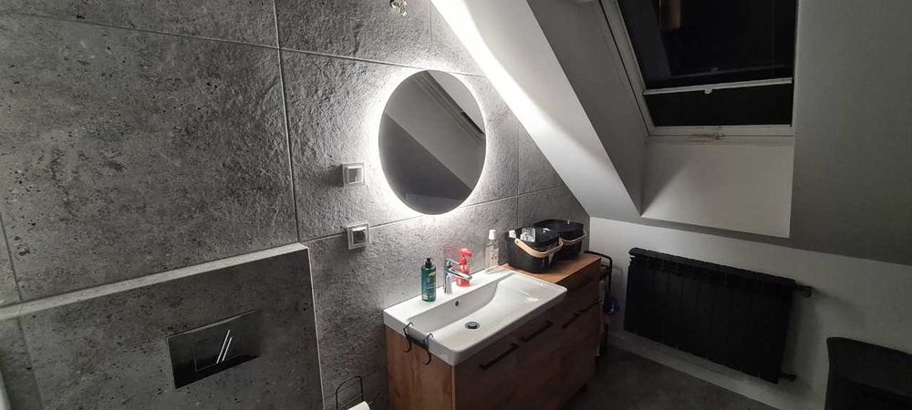 NOWE Lustro Podświetlane Łazienkowe Okrągłe LED 70cm Szlifowane 3w1