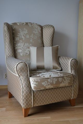 Fotel dla mamy karmiącej uszatek angielski prowansalski styl plusz