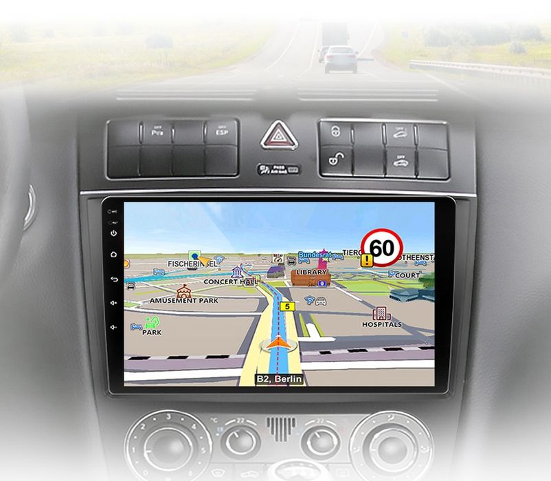 Rádio 9" Mercedes W203 Android Auto CARPLAY WIFI GPS 2/32GB 8CORE Novo