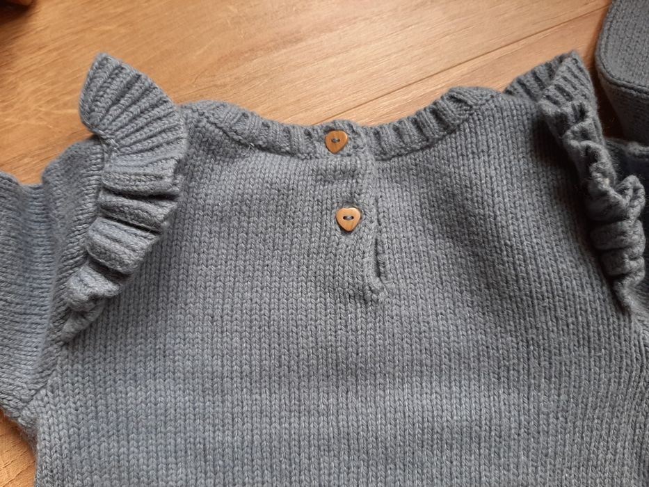 Sweter gruby grafitowy H&M 5% wełna 74