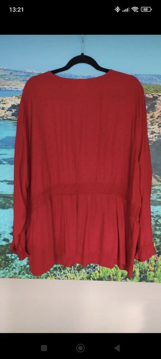 Bluzka serek, czerwona w kropki 6xl