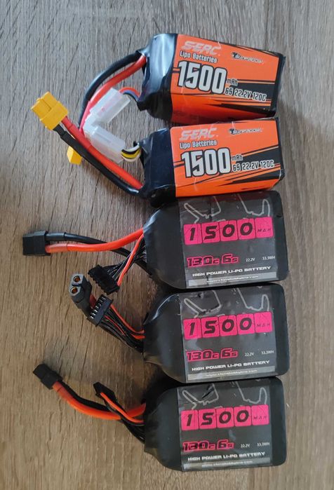 Zestaw 5 baterii FPV LiPo 1500mAh 6S