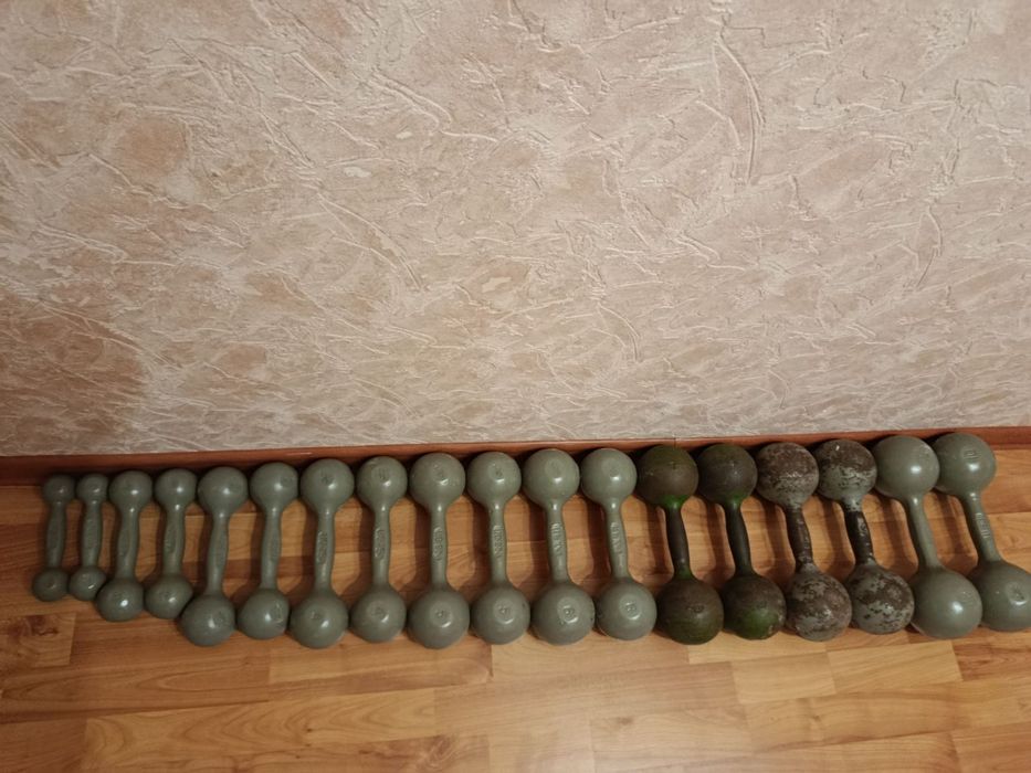 Гантели набор полный 1,2,3,4,5,6,7,8,10 кг советские один завод