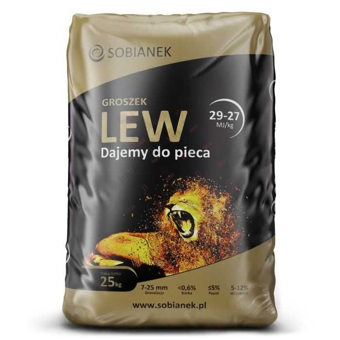 węgiel groszek LEW * Sobianek* wysoka kaloryczność 27-29 MJ/kg * w25kg