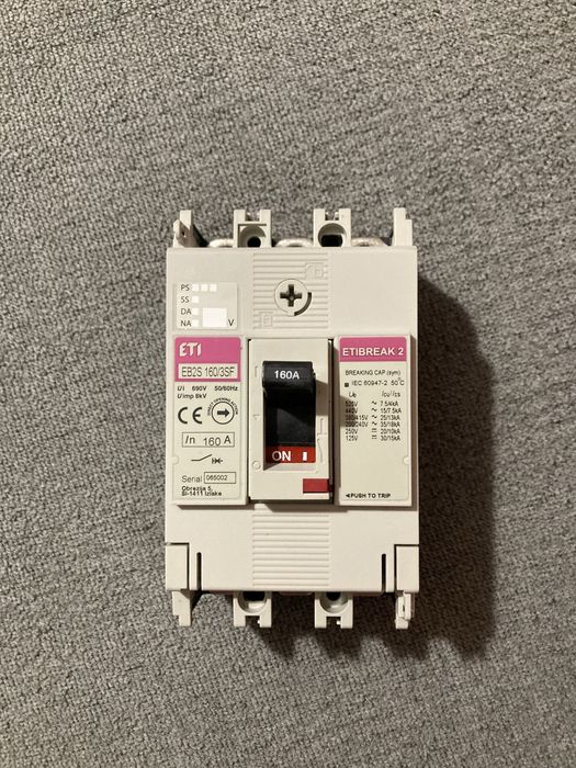 Автоматичний вимикач ETI EB2S 160A, силовий, 3-полюсний, новий