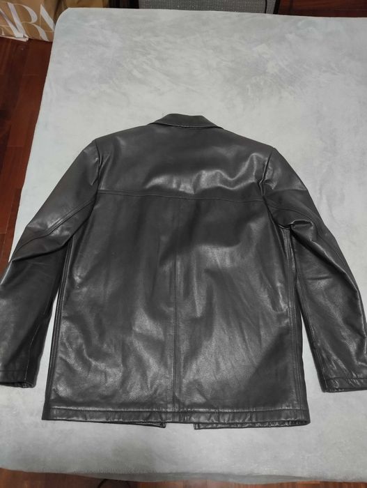 Casaco de couro cabedal comprido