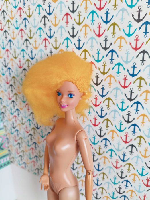 Lalka Barbie OOAK po reroocie żółte włosy