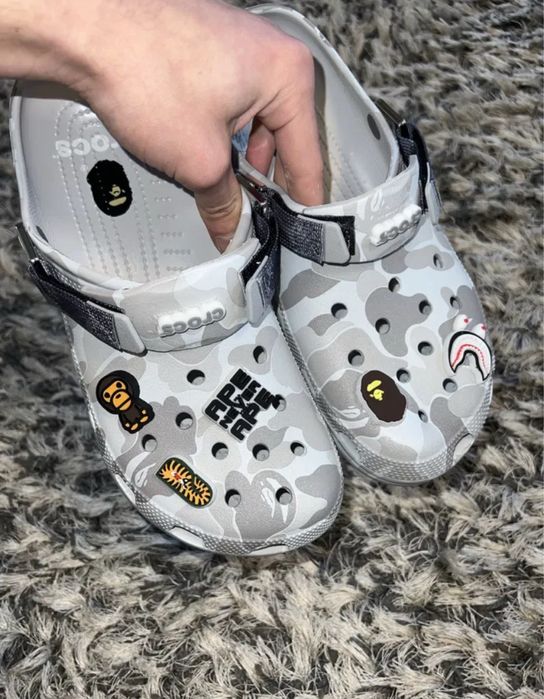 ‼️БЕЗ ПЕРЕДОПЛАТ‼️Тапки Crocs x Bape / Крокси/Тапочки/Бейп/Крокс