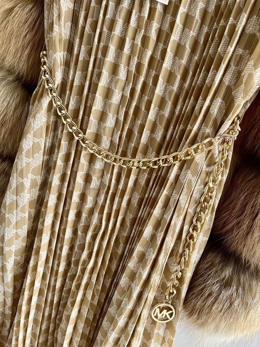 Michael Kors nowa elegancka plisowana sukienka damska pasek XS logo