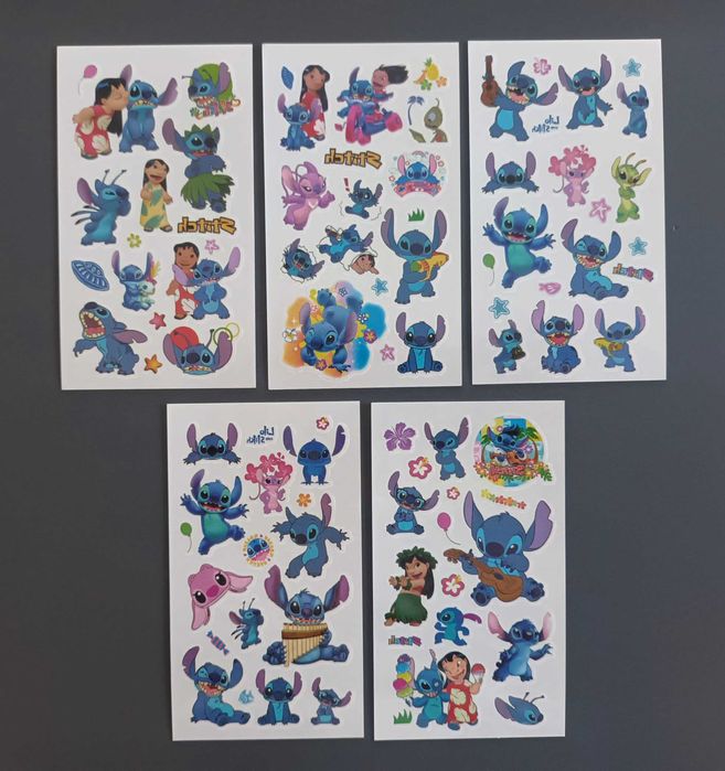 Tatuaże dziecięce LILO i STITCH 5 arkuszy fluoroscencyjne