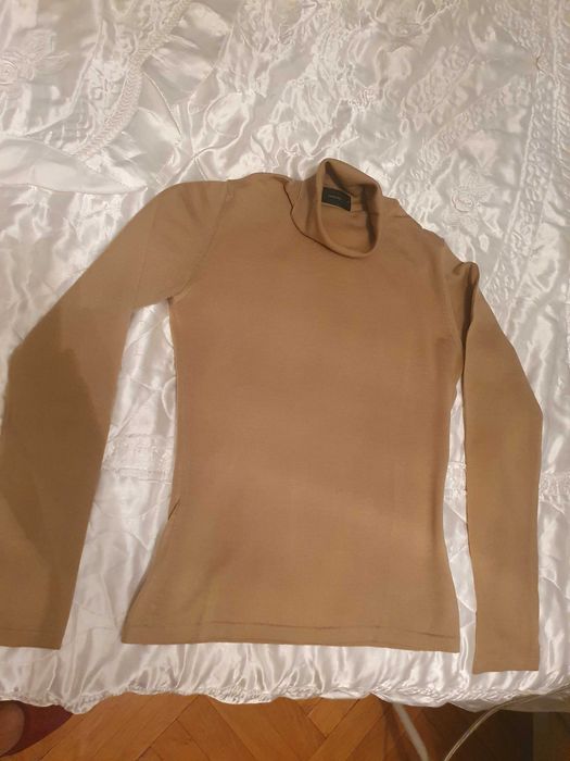 Golf cieniutki 100%merino,włoski Zanone,kolor camel,r40/S/M