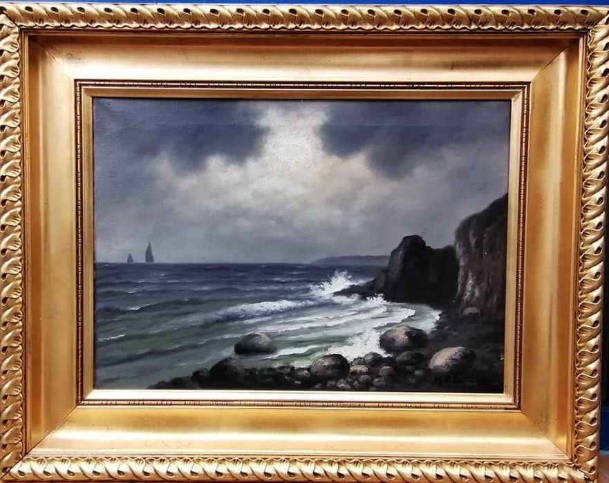 Pejzaż morski, olej/płótno, Hans Peter Engmann (ur.1879- zm.1938)