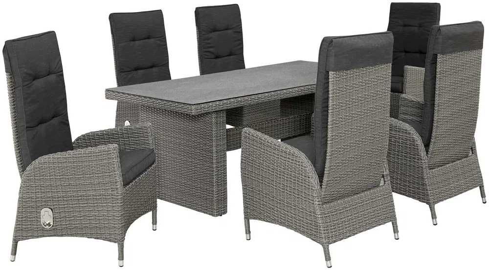 Zestaw mebli ogród/ taras BRISBANE stół+ 6 foteli z regulacją