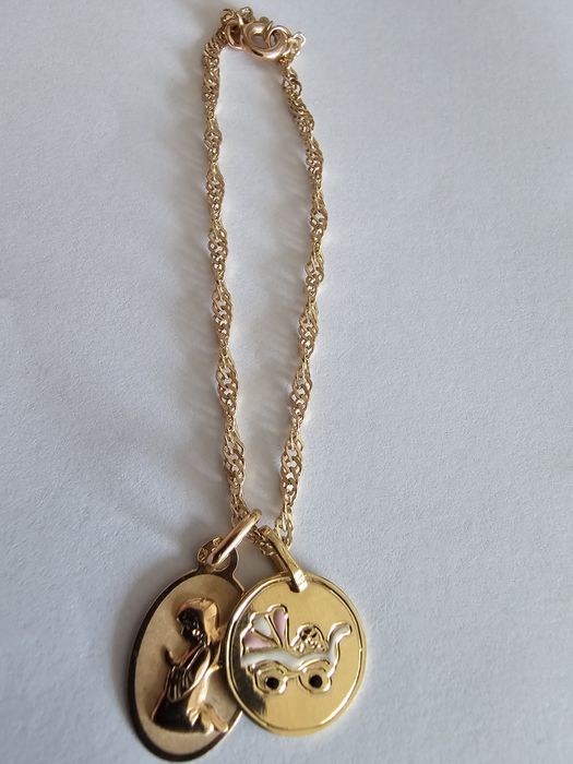 Pulseira ouro 9k com berloques