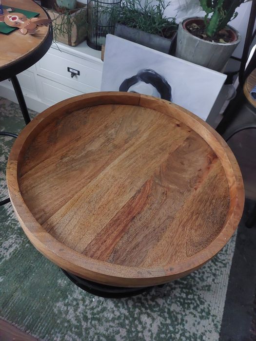 Stolik metalowo-drewniany