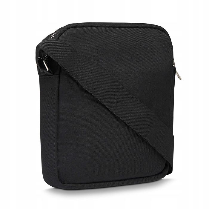 Torba listonoszka męska saszetka czarna materiałowa na pasku logo