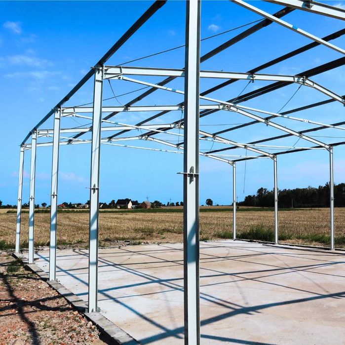 Konstrukcja Stalowa Hali Wiaty 8x48x4m DWUSPADOWA Hala Wiata