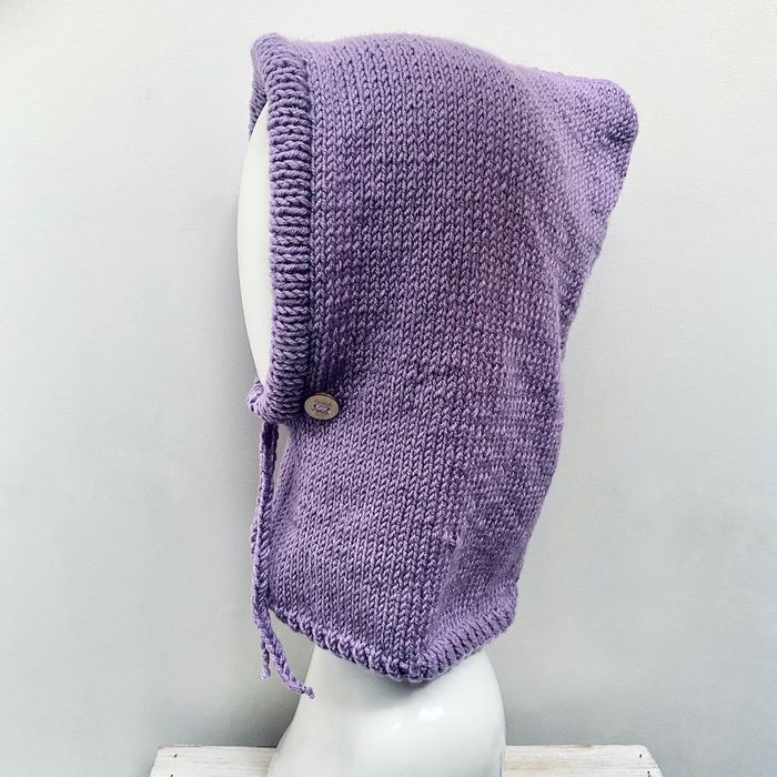 Balaclava oversize kominiarka kaptur zamiast czapki z merino liliowa
