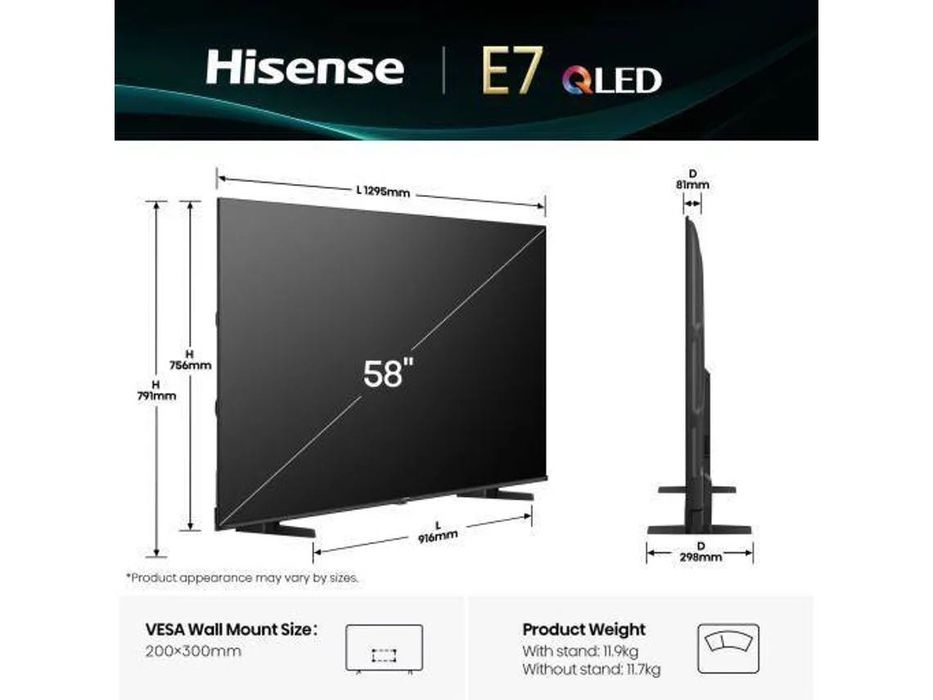 Série E7Q QLED Smart TV 58E7Q, 58’’ com Dolby Vision & Atmos