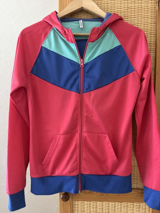 Bluza z kapturem S kolorowa śliska retro różowa vintage