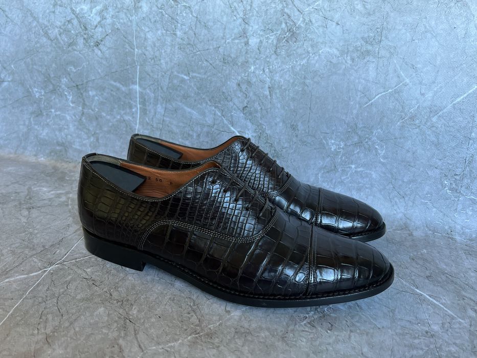 Santoni туфли мужские кожа крокодила 42.5