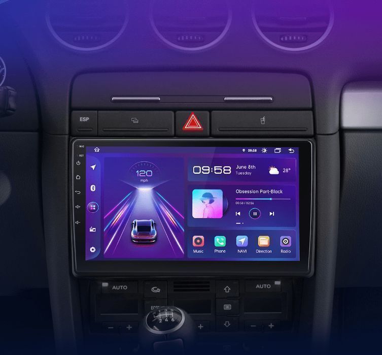 Audi A4 B6 B7 2000–2009 – Radio Android 15 9” CarPlay Android Auto 6GB/128GB GPS Nawigacja Stacja Multimedialna WiFi Bluetooth DSP 4G LTE PL