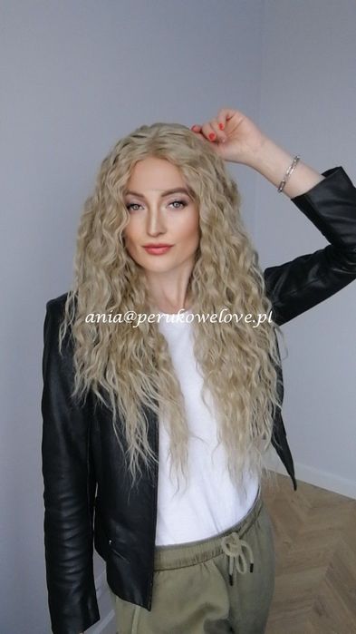 Peruka blond afro loki lace front długie włosy na co dzień