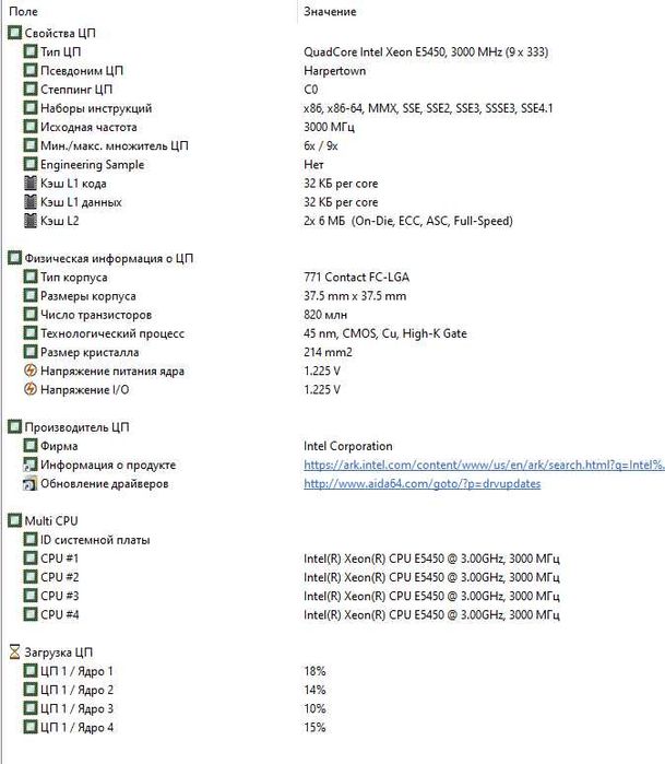 Комплект 4 ядра Intel Xeon® E 5450 /Asus P5QL-E (DDR2 )