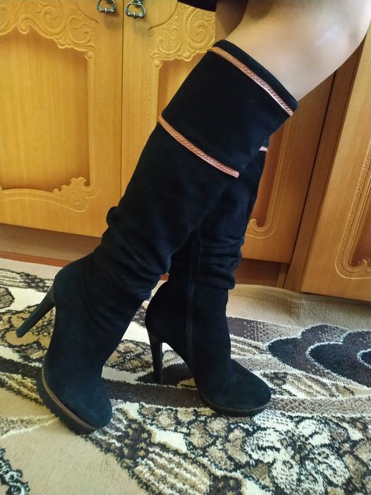 Сапоги демисезонные замшевые