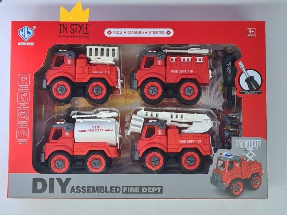 samochodzik auto 4szt Pojazdy specjalne zabawka prezent STRAŻ POŻARNA