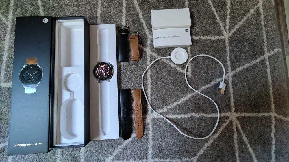 Zegarek Xiaomi watch 1 pro srebrny 2 paski + kabel
