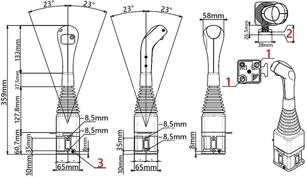 JOYSTICK Na Kulki Koparki TURA ŁYŻKI Z 1 Przyciskiem [0171]