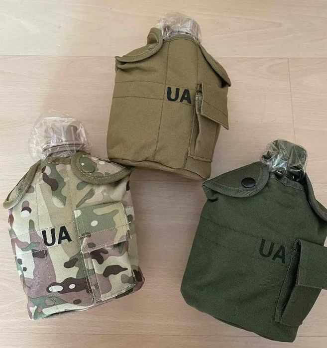 Армейская фляга для воды 1л фляга с котелком в чехле военная фляга