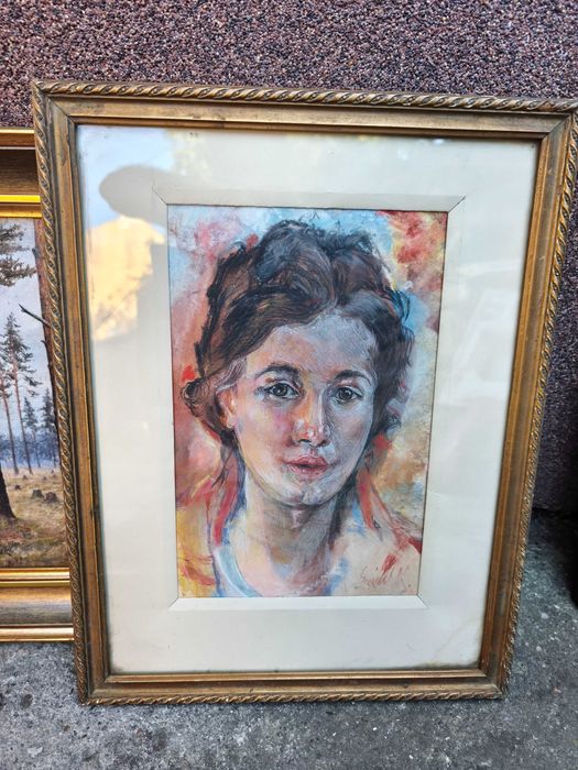 Portret młodej dziewczyny -Kazimierz Gulik-akwarela