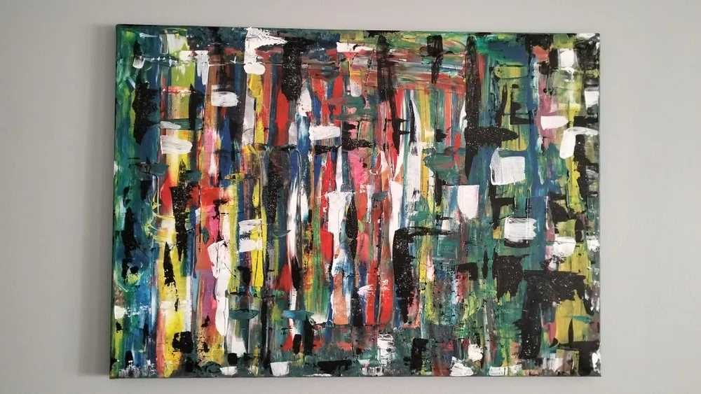 Tela abstrata pintada a acrilico 70x50cm.