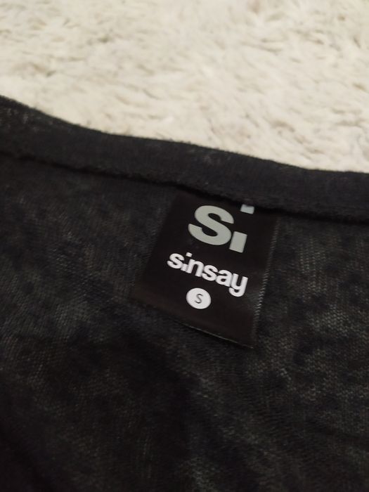 Crop top długi rękaw S czarna lekka Sinsay