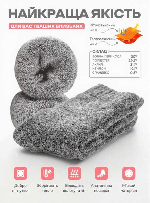 СУПЕРЦІНА! Теплі носочки шерстяні меринос носки жіночі шкарпетки махра