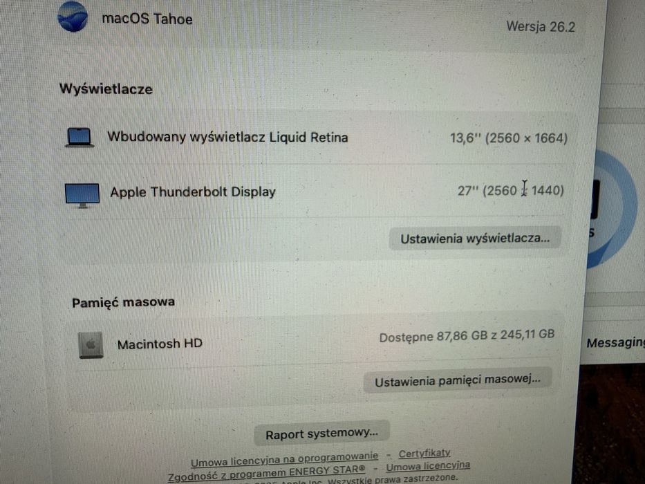 Apple Thunderbolt Display 27” 2560x1440px (WQHD) - idealny stan