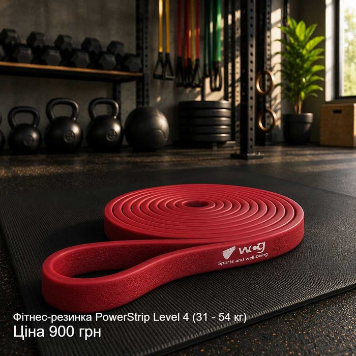 Фітнес резинка PowerStrip Level 1-4 (7 - 54 кг) — Гумовий еспандер для тренувань та підтягувань | Резинки для фитнесса подтягиваний эспандер петли