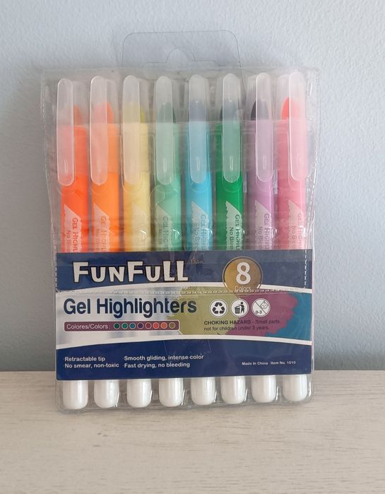 Marcadores em gel néon 8 cores para Bíblia e folhas finas