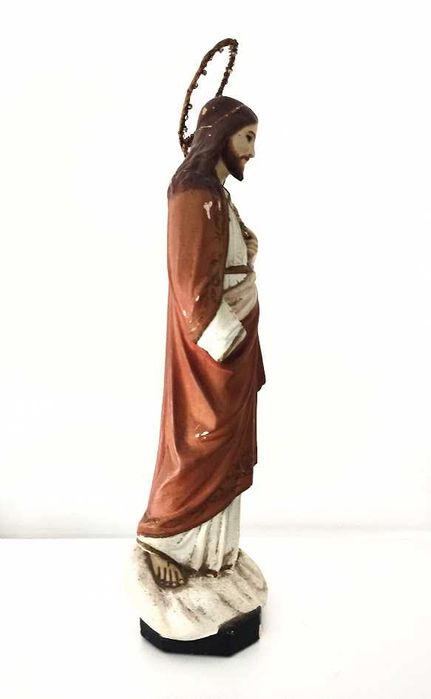 Sagrado Coração de Jesus em terracota e olhos em vidro