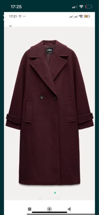 Пальто Zara бордового кольору