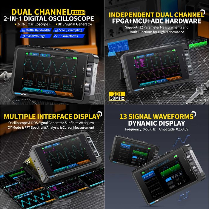 Fnirsi DS215H, DPOX180H, BSIDE O2 Pro осциллограф 2-канала, генератор